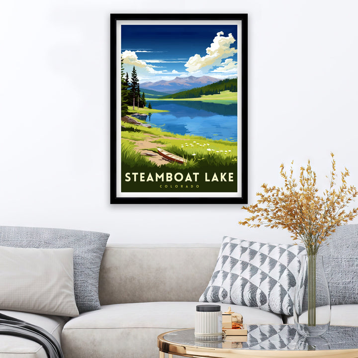 Steamboat Lake Colorado Travel Print| Colorado Wall Decor Steamboat Lake Poster Mountain Lake Travel Prints Colorado Art Print Steamboat