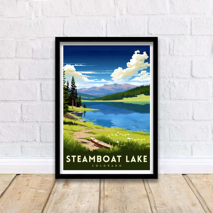 Steamboat Lake Colorado Travel Print| Colorado Wall Decor Steamboat Lake Poster Mountain Lake Travel Prints Colorado Art Print Steamboat