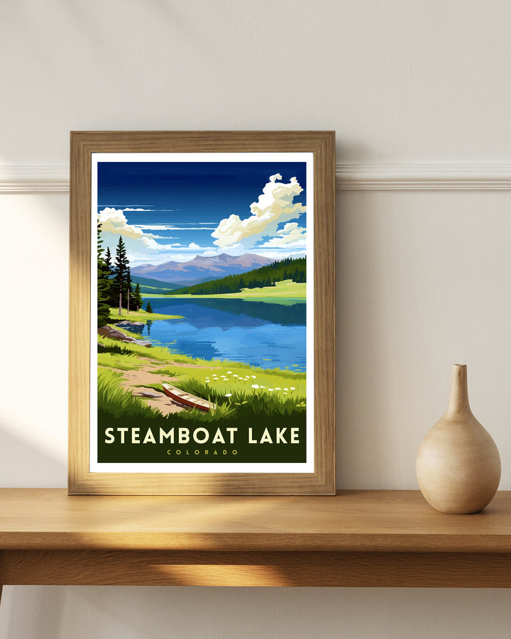 Steamboat Lake Colorado Travel Print| Colorado Wall Decor Steamboat Lake Poster Mountain Lake Travel Prints Colorado Art Print Steamboat