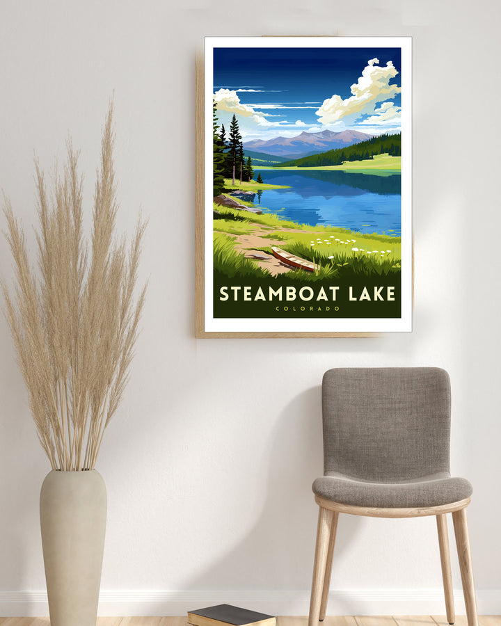 Steamboat Lake Colorado Travel Print| Colorado Wall Decor Steamboat Lake Poster Mountain Lake Travel Prints Colorado Art Print Steamboat