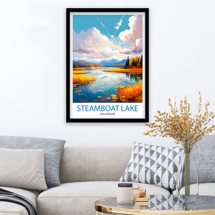 Steamboat Lake Colorado Travel Print| Colorado Wall Decor Steamboat Lake Poster Mountain Lake Travel Prints Colorado Art Print Steamboat