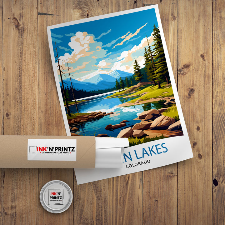 Twin Lakes Colorado Travel Print| Colorado Wall Decor Twin Lakes Poster Rocky Mountain Travel Prints Colorado Art Print Twin Lakes