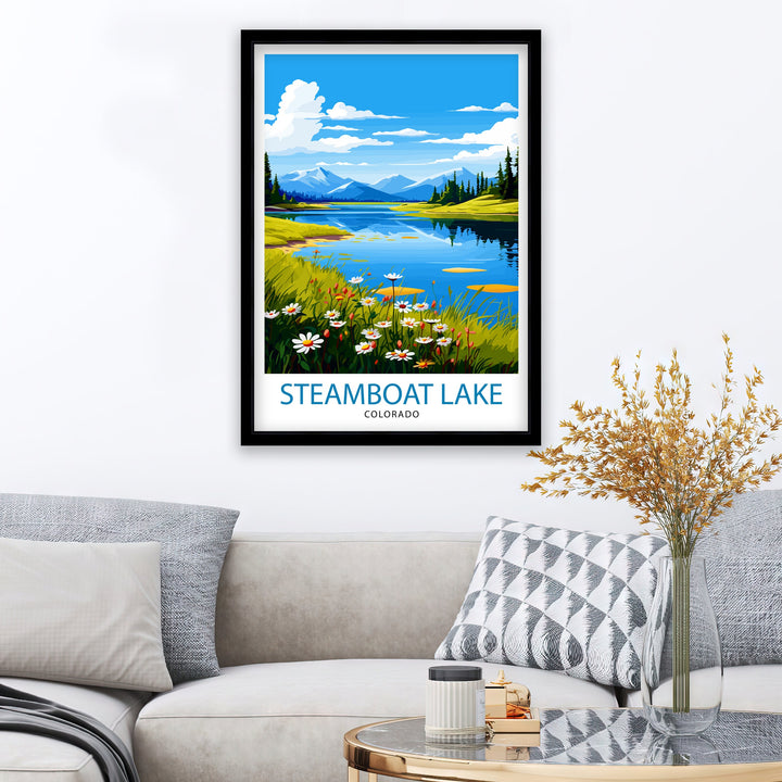 Steamboat Lake Colorado Travel Print| Colorado Wall Decor Steamboat Lake Poster Mountain Lake Travel Prints Colorado Art Print Steamboat