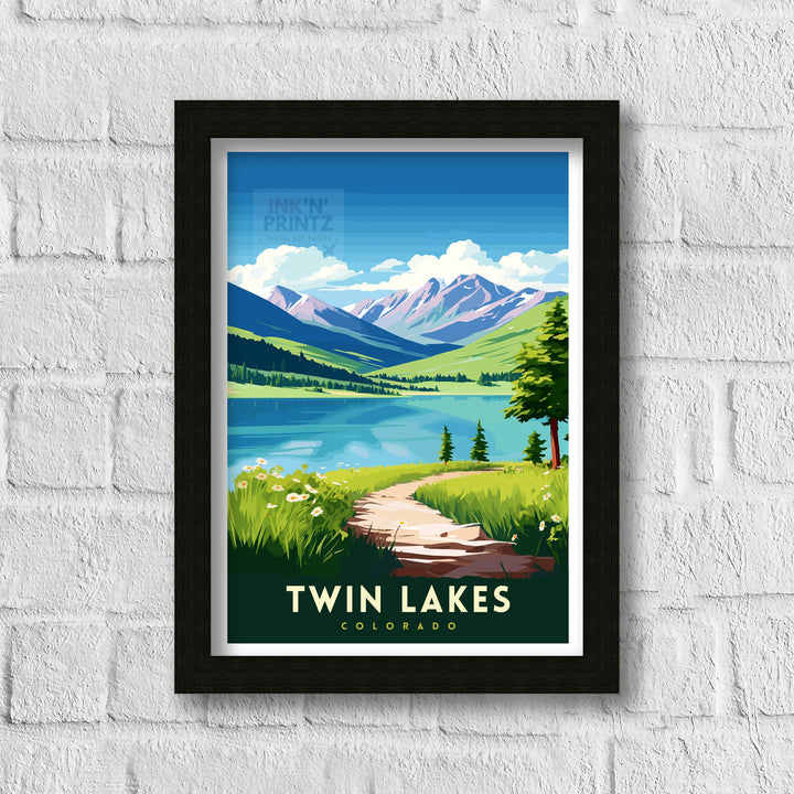 Twin Lakes Colorado Travel Print| Colorado Wall Decor Twin Lakes Poster Rocky Mountain Travel Prints Colorado Art Print Twin Lakes