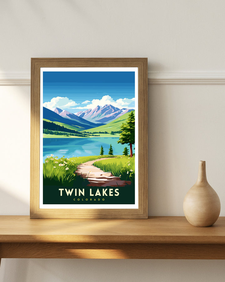 Twin Lakes Colorado Travel Print| Colorado Wall Decor Twin Lakes Poster Rocky Mountain Travel Prints Colorado Art Print Twin Lakes