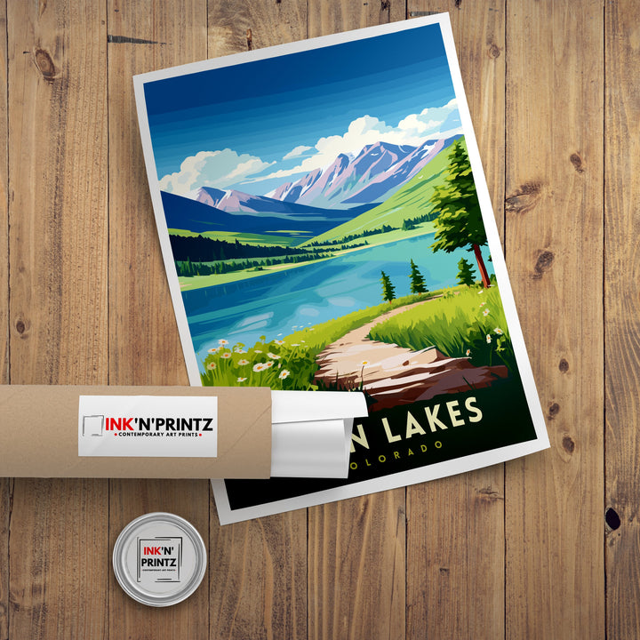 Twin Lakes Colorado Travel Print| Colorado Wall Decor Twin Lakes Poster Rocky Mountain Travel Prints Colorado Art Print Twin Lakes