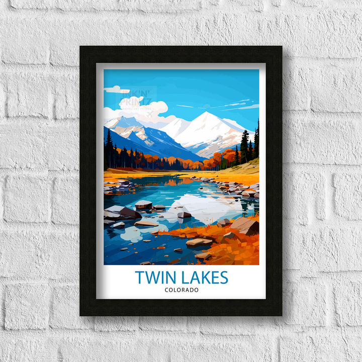 Twin Lakes Colorado Travel Print| Colorado Wall Decor Twin Lakes Poster Rocky Mountain Travel Prints Colorado Art Print Twin Lakes
