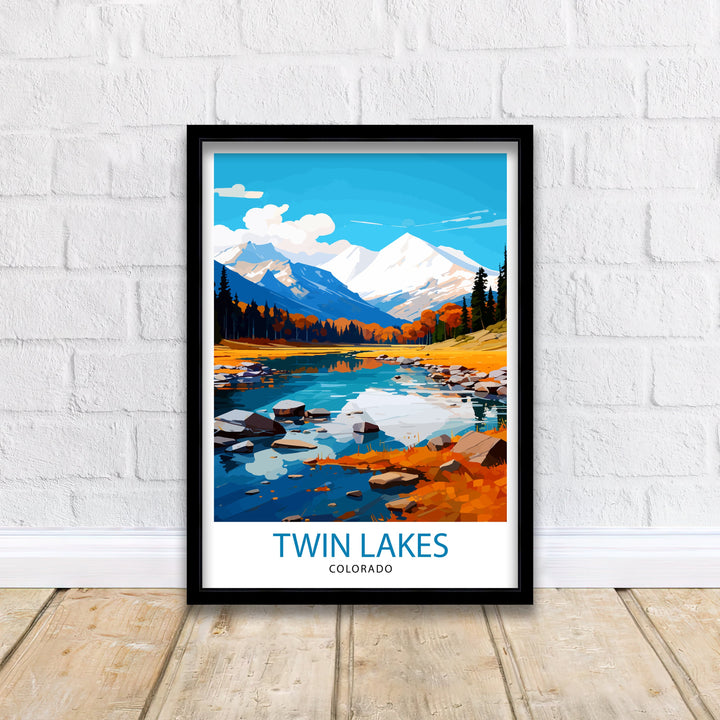 Twin Lakes Colorado Travel Print| Colorado Wall Decor Twin Lakes Poster Rocky Mountain Travel Prints Colorado Art Print Twin Lakes