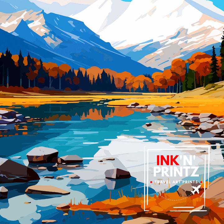 Twin Lakes Colorado Travel Print| Colorado Wall Decor Twin Lakes Poster Rocky Mountain Travel Prints Colorado Art Print Twin Lakes