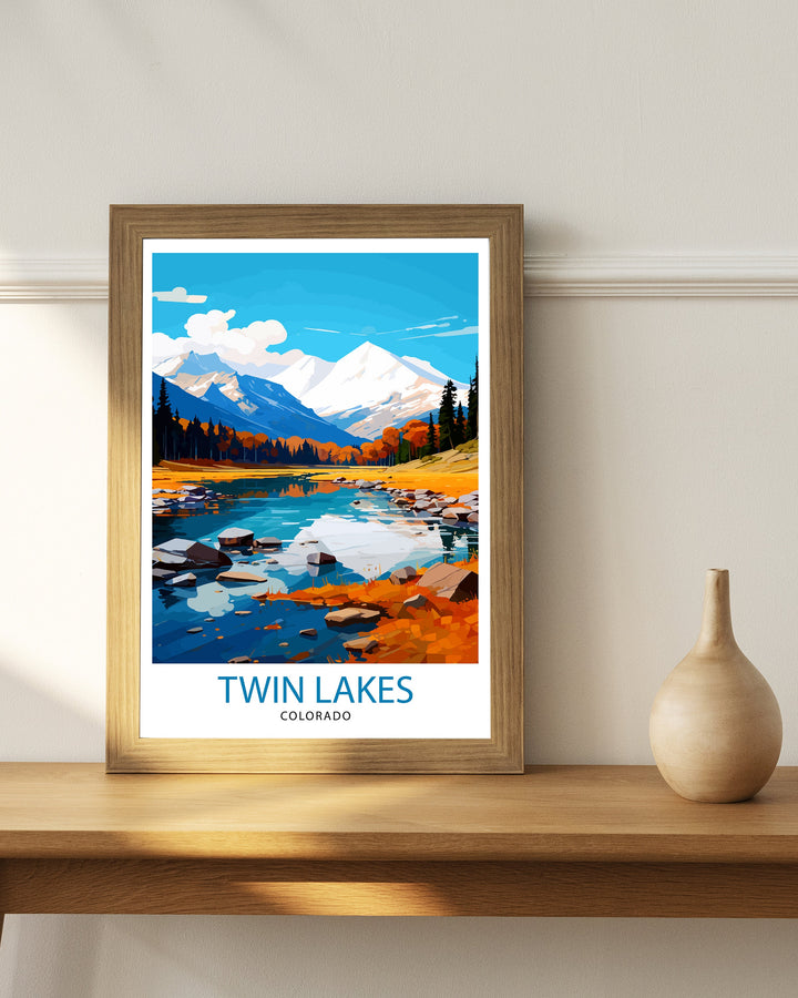 Twin Lakes Colorado Travel Print| Colorado Wall Decor Twin Lakes Poster Rocky Mountain Travel Prints Colorado Art Print Twin Lakes