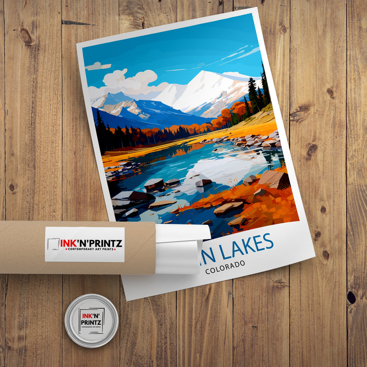 Twin Lakes Colorado Travel Print| Colorado Wall Decor Twin Lakes Poster Rocky Mountain Travel Prints Colorado Art Print Twin Lakes