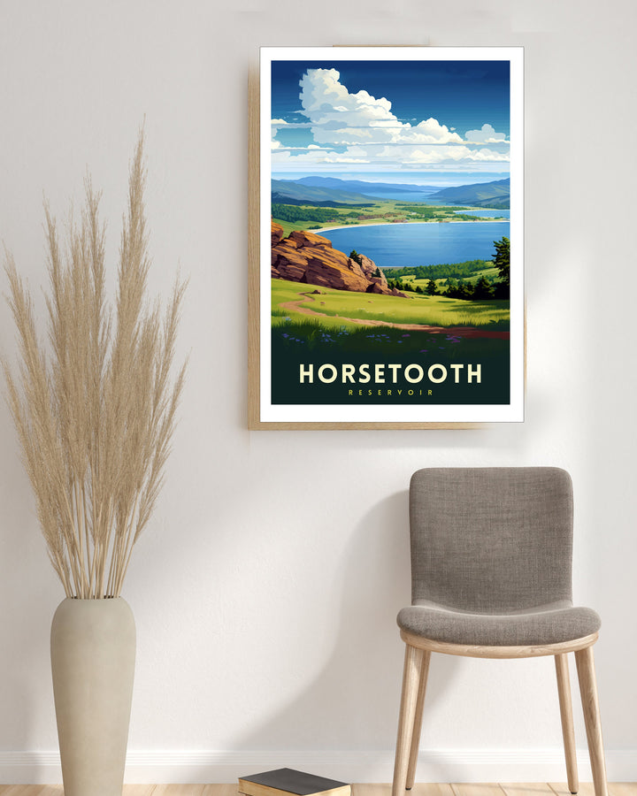 Horsetooth Reservoir Colorado Travel Print| Colorado Wall Decor Horsetooth Reservoir Poster Mountain Lake Travel Prints Colorado Art Print