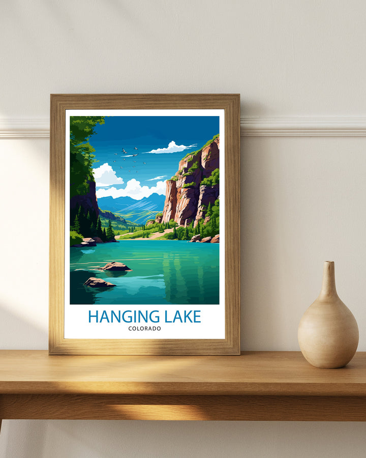 Hanging Lake Colorado Travel Print| Colorado Wall Decor Hanging Lake Poster Rocky Mountain Travel Prints Colorado Art Print Hanging Lake