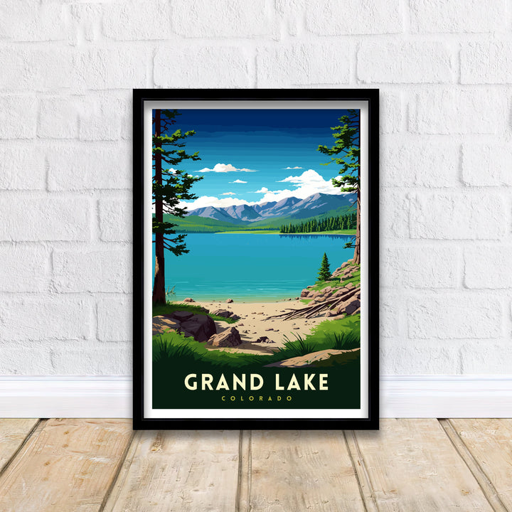 Grand Lake Colorado Travel Print| Colorado Wall Decor Grand Lake Poster Rocky Mountain Travel Prints Colorado Art Print Grand Lake