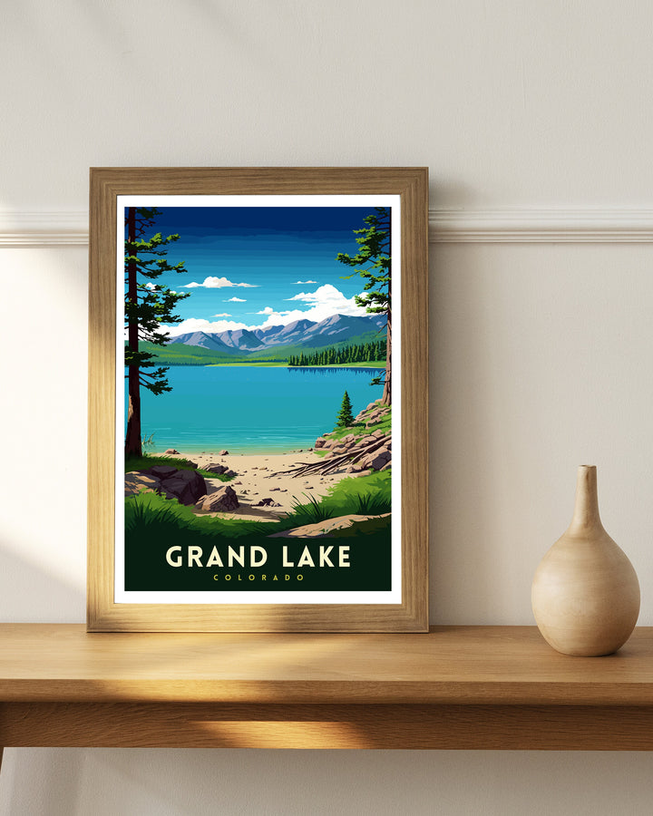 Grand Lake Colorado Travel Print| Colorado Wall Decor Grand Lake Poster Rocky Mountain Travel Prints Colorado Art Print Grand Lake