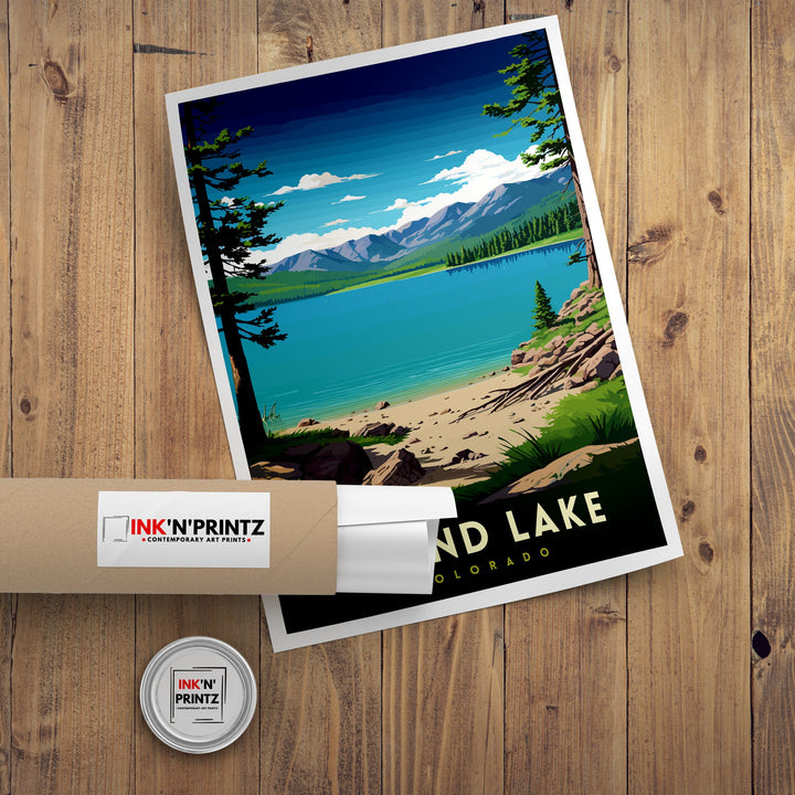Grand Lake Colorado Travel Print| Colorado Wall Decor Grand Lake Poster Rocky Mountain Travel Prints Colorado Art Print Grand Lake