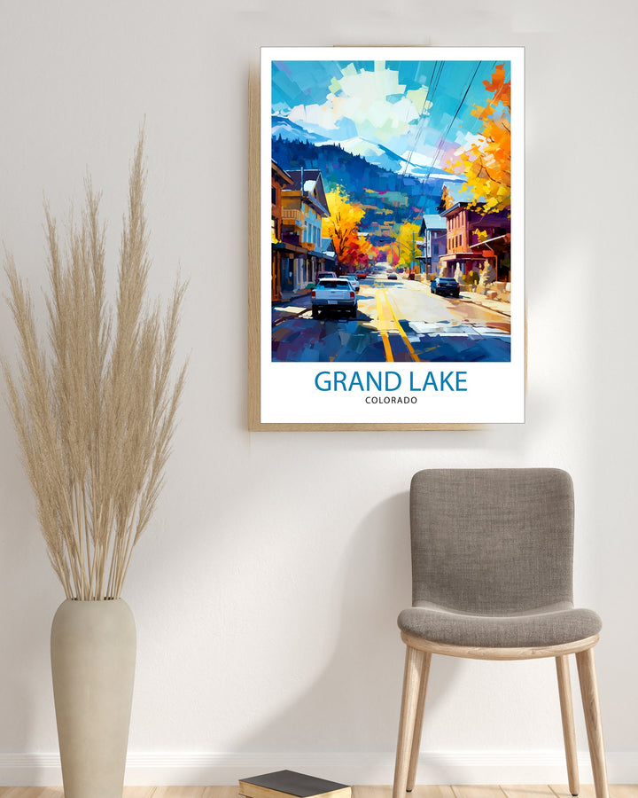 Grand Lake Colorado Travel Print| Colorado Wall Decor Grand Lake Poster Rocky Mountain Travel Prints Colorado Art Print Grand Lake