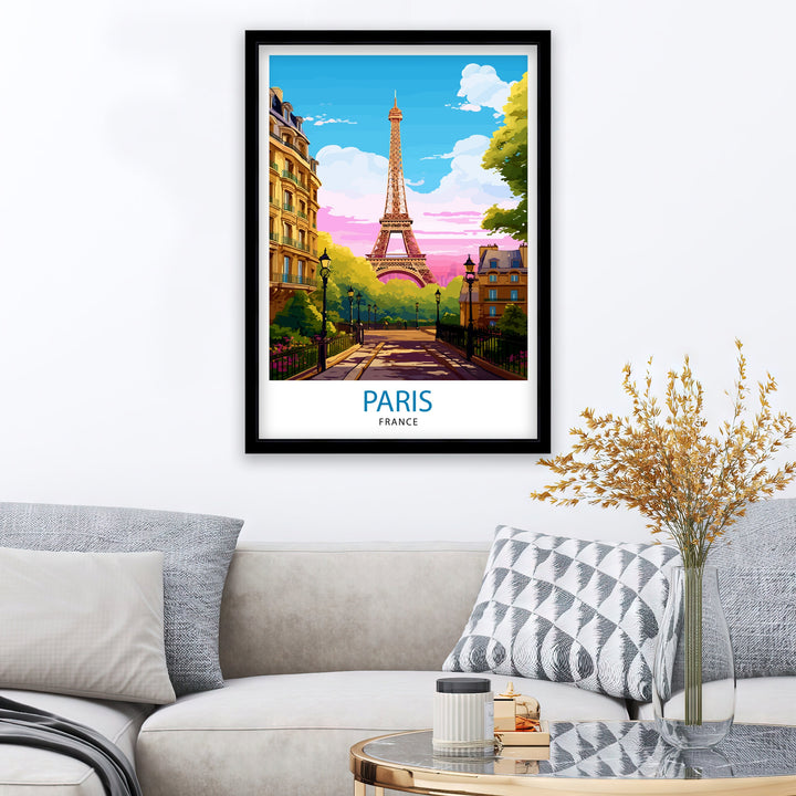 Paris France Travel Print Paris Wall Art Eiffel Tower Art France Travel Poster Paris Home Decor French Illustration Parisian Art Print