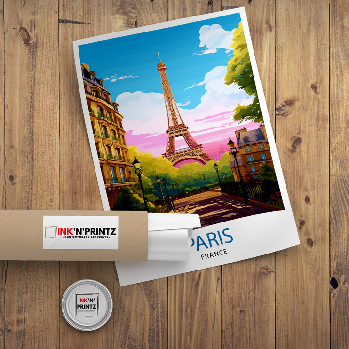 Paris France Travel Print Paris Wall Art Eiffel Tower Art France Travel Poster Paris Home Decor French Illustration Parisian Art Print