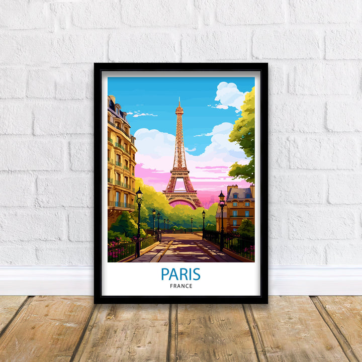 Paris France Travel Print Paris Wall Art Eiffel Tower Art France Travel Poster Paris Home Decor French Illustration Parisian Art Print