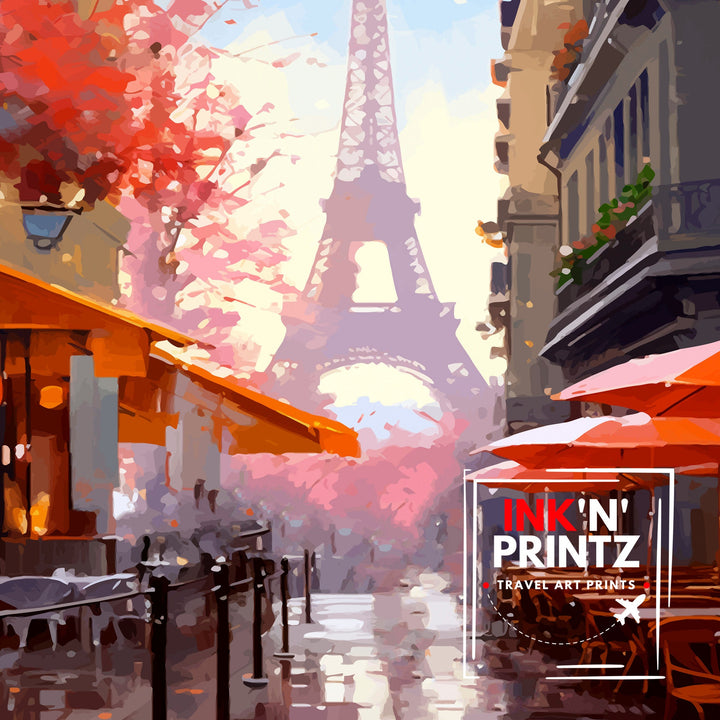 Paris France Travel Print Paris Wall Art Eiffel Tower Art France Travel Poster Paris Home Decor French Illustration Parisian Art Print