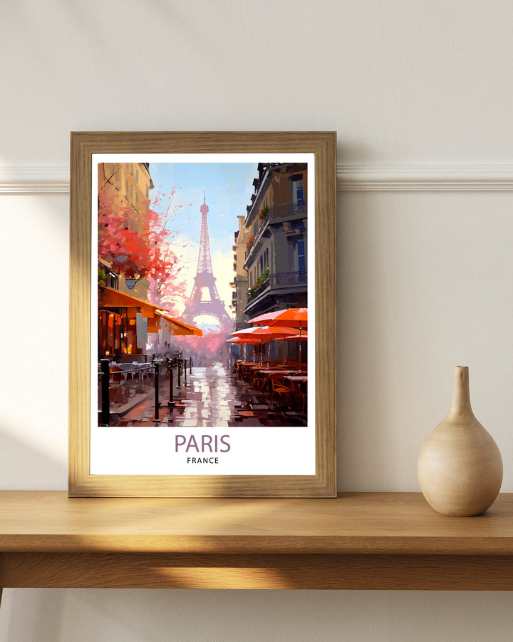 Paris France Travel Print Paris Wall Art Eiffel Tower Art France Travel Poster Paris Home Decor French Illustration Parisian Art Print