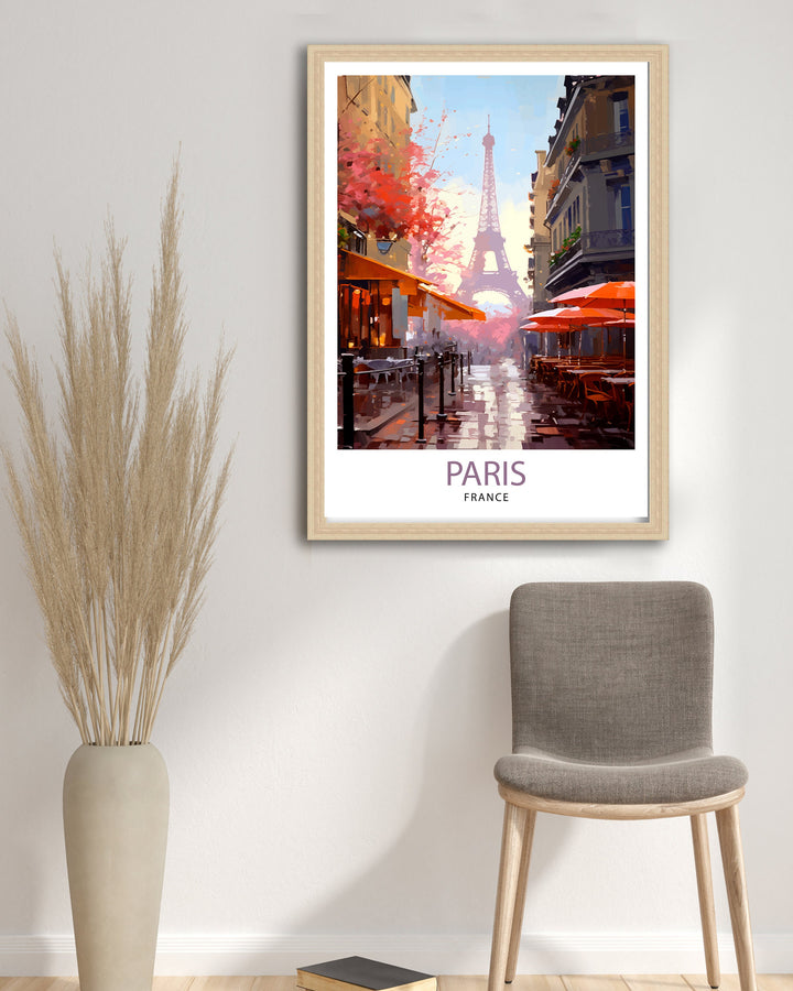 Paris France Travel Print Paris Wall Art Eiffel Tower Art France Travel Poster Paris Home Decor French Illustration Parisian Art Print