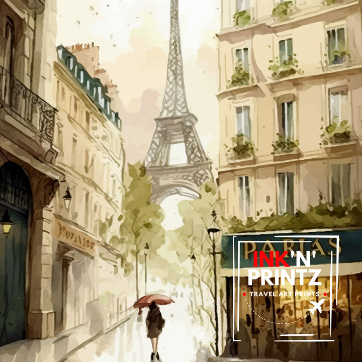 Paris France Travel Print Paris Wall Art Eiffel Tower Art France Travel Poster Paris Home Decor French Illustration Parisian Art Print