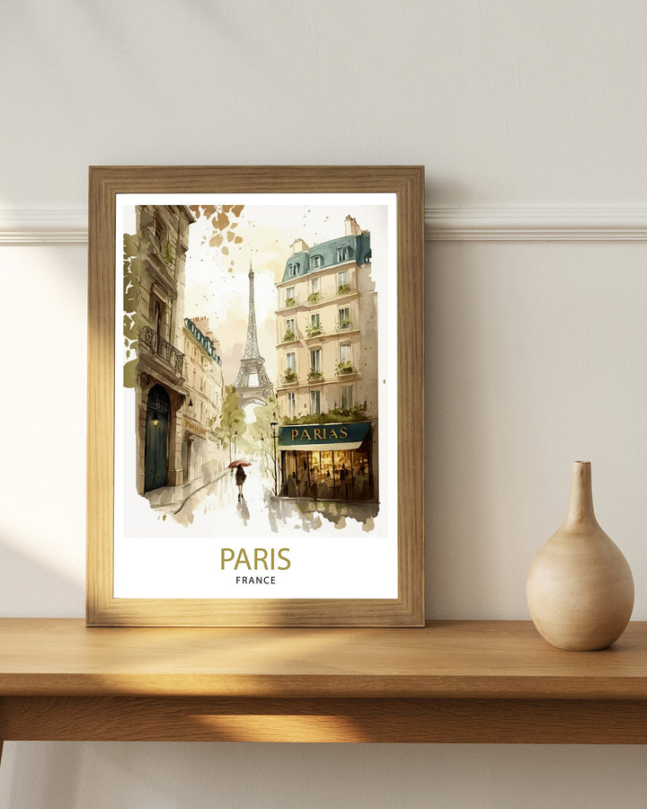 Paris France Travel Print Paris Wall Art Eiffel Tower Art France Travel Poster Paris Home Decor French Illustration Parisian Art Print