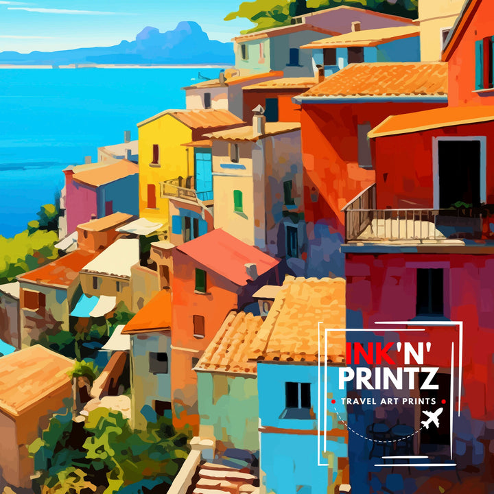 Corsica France Travel Print Corsica Wall Decor Corsica Poster France Travel Prints Corsica Art Print Corsica Illustration Corsica Wall Art