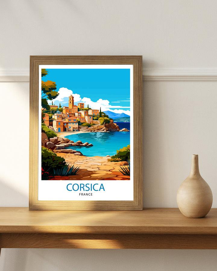 Corsica France Travel Print Corsica Wall Decor Corsica Poster France Travel Prints Corsica Art Print Corsica Illustration Corsica Wall Art