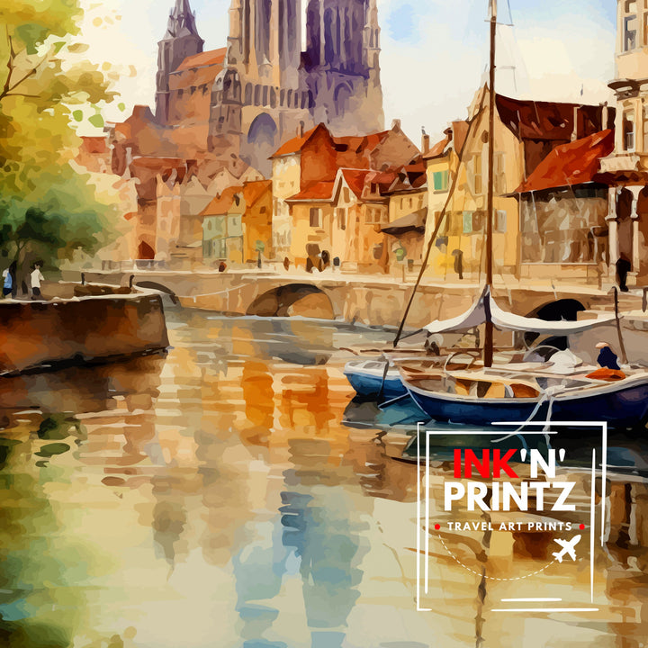 Lyon France Travel Print Lyon Wall Decor Lyon Poster France Travel Prints Lyon Art Print Lyon Illustration Lyon Wall Art - France Print