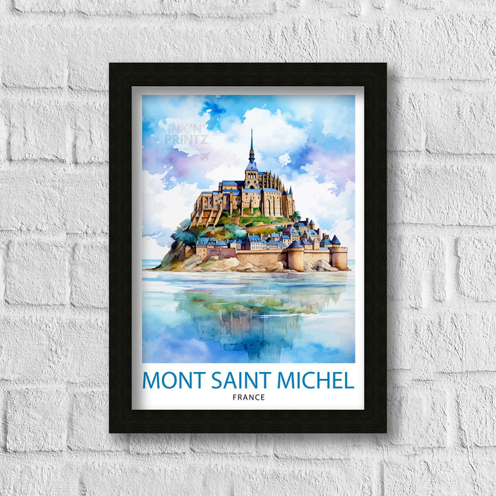 Mont Saint-Michel Travel Print Mont Saint-Michel Wall Art Mont Saint-Michel France Illustration Travel Poster Gift For Mont Saint-Michel