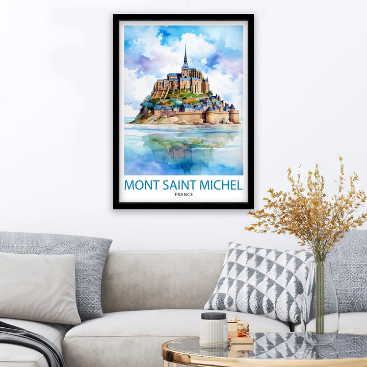 Mont Saint-Michel Travel Print Mont Saint-Michel Wall Art Mont Saint-Michel France Illustration Travel Poster Gift For Mont Saint-Michel