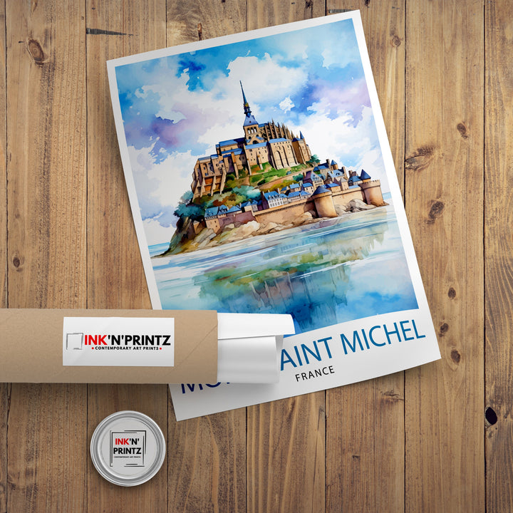 Mont Saint-Michel Travel Print Mont Saint-Michel Wall Art Mont Saint-Michel France Illustration Travel Poster Gift For Mont Saint-Michel