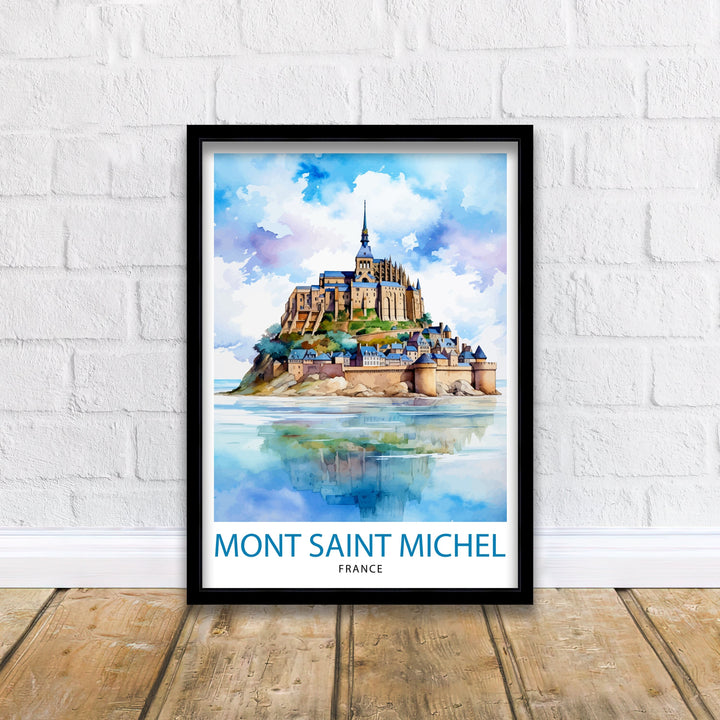 Mont Saint-Michel Travel Print Mont Saint-Michel Wall Art Mont Saint-Michel France Illustration Travel Poster Gift For Mont Saint-Michel