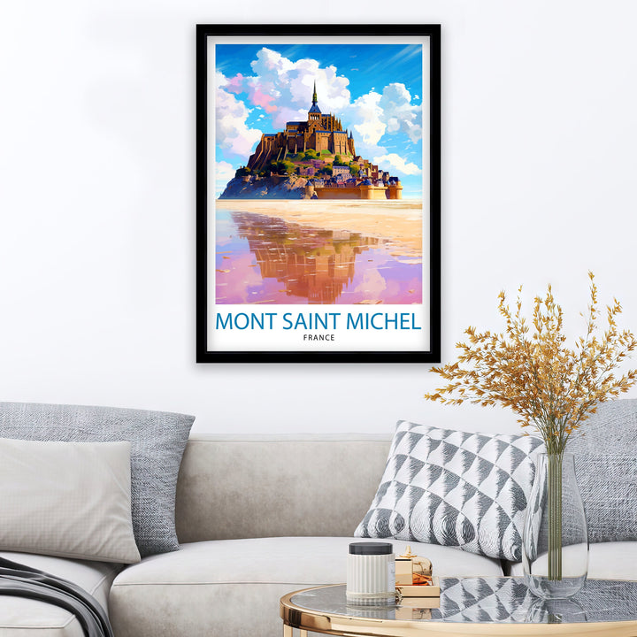 Mont Saint-Michel Travel Print Mont Saint-Michel Wall Art Mont Saint-Michel France Illustration Travel Poster Gift For Mont Saint-Michel