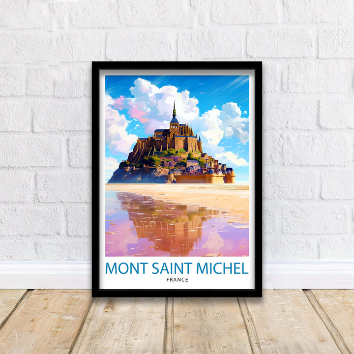 Mont Saint-Michel Travel Print Mont Saint-Michel Wall Art Mont Saint-Michel France Illustration Travel Poster Gift For Mont Saint-Michel