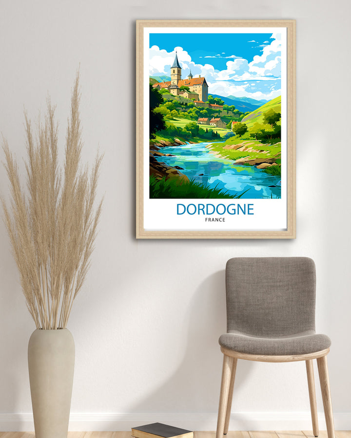 Dordogne France Travel Print Dordogne Wall Decor Dordogne Poster France Travel Prints Dordogne Art Print Dordogne Illustration Dordogne