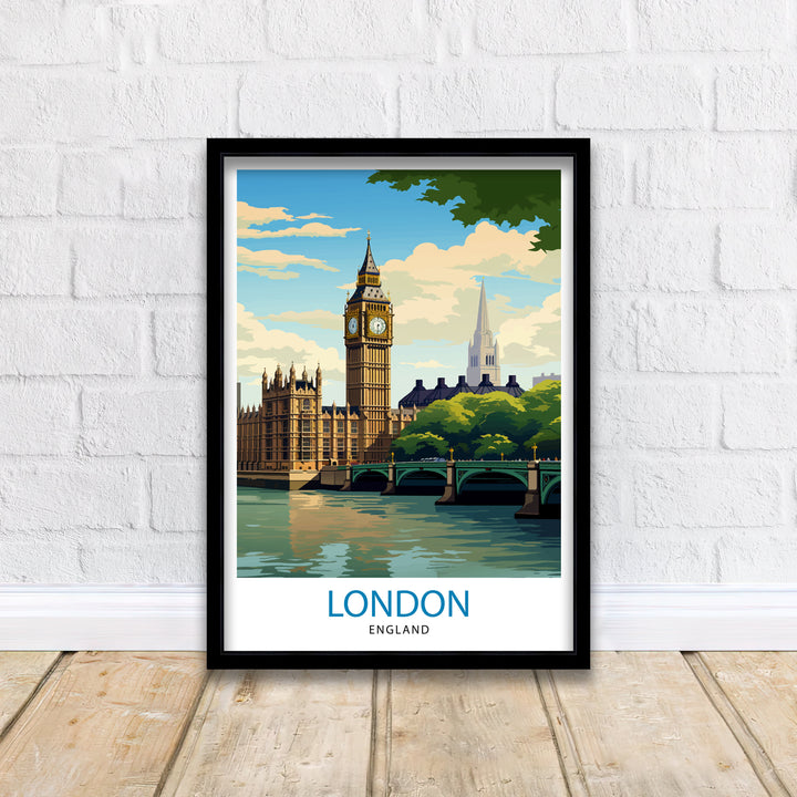 London Travel Poster London Wall Art London Home Decor London Illustration Travel Poster Gift For London UK Home Decor