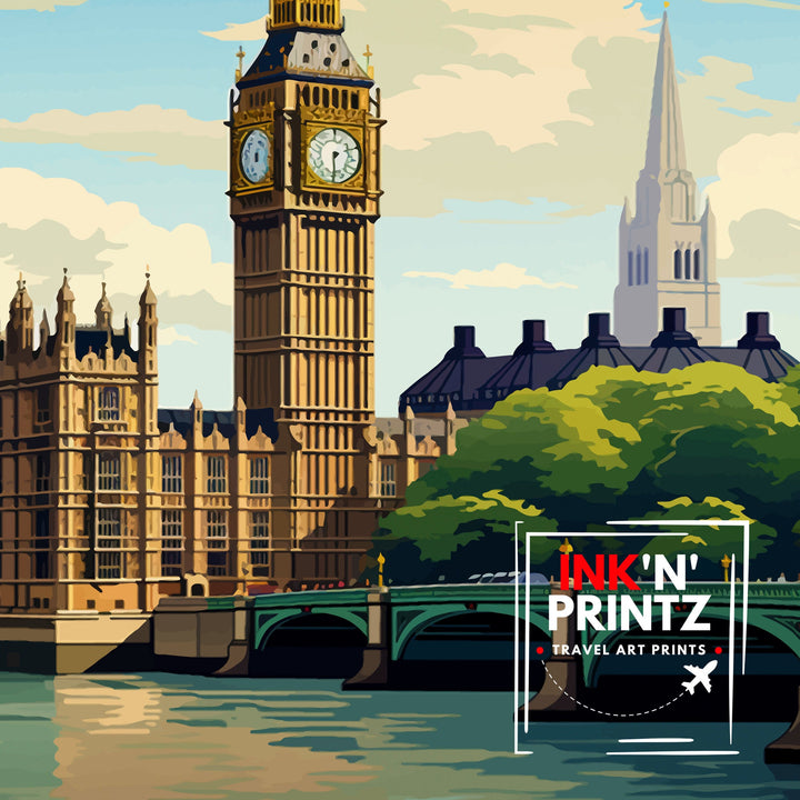 London Travel Poster London Wall Art London Home Decor London Illustration Travel Poster Gift For London UK Home Decor