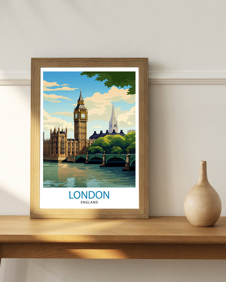 London Travel Poster London Wall Art London Home Decor London Illustration Travel Poster Gift For London UK Home Decor