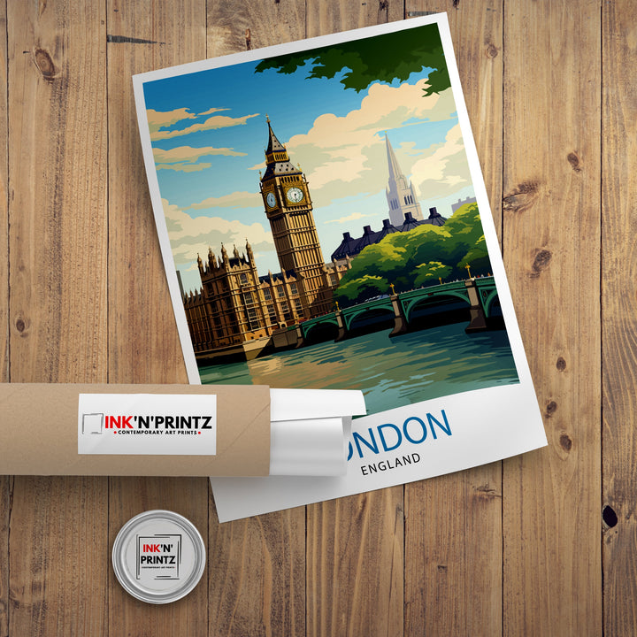 London Travel Poster London Wall Art London Home Decor London Illustration Travel Poster Gift For London UK Home Decor