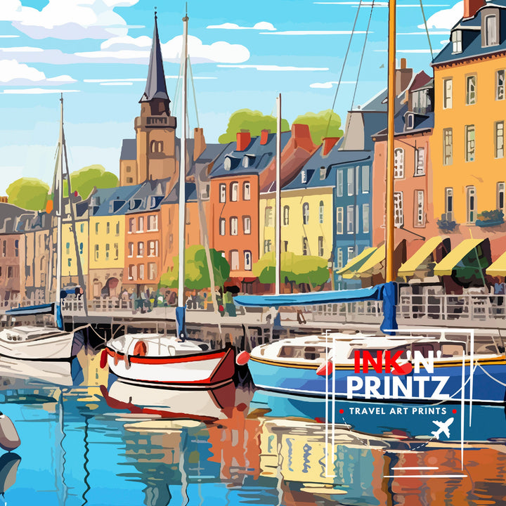 Honfleur France Travel Print Honfleur Wall Decor Honfleur Poster France Travel Prints Honfleur Art Print Honfleur Illustration Honfleur