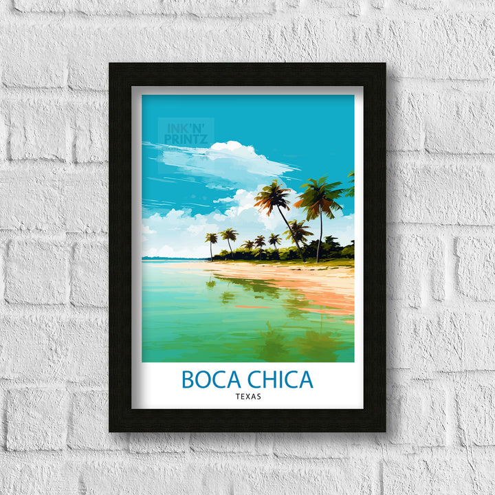 Boca Chica, Texas Travel Print Texas Wall Decor Boca Chica Poster Beach Travel Prints Texas Art Print Boca Chica Illustration Coastal Wall