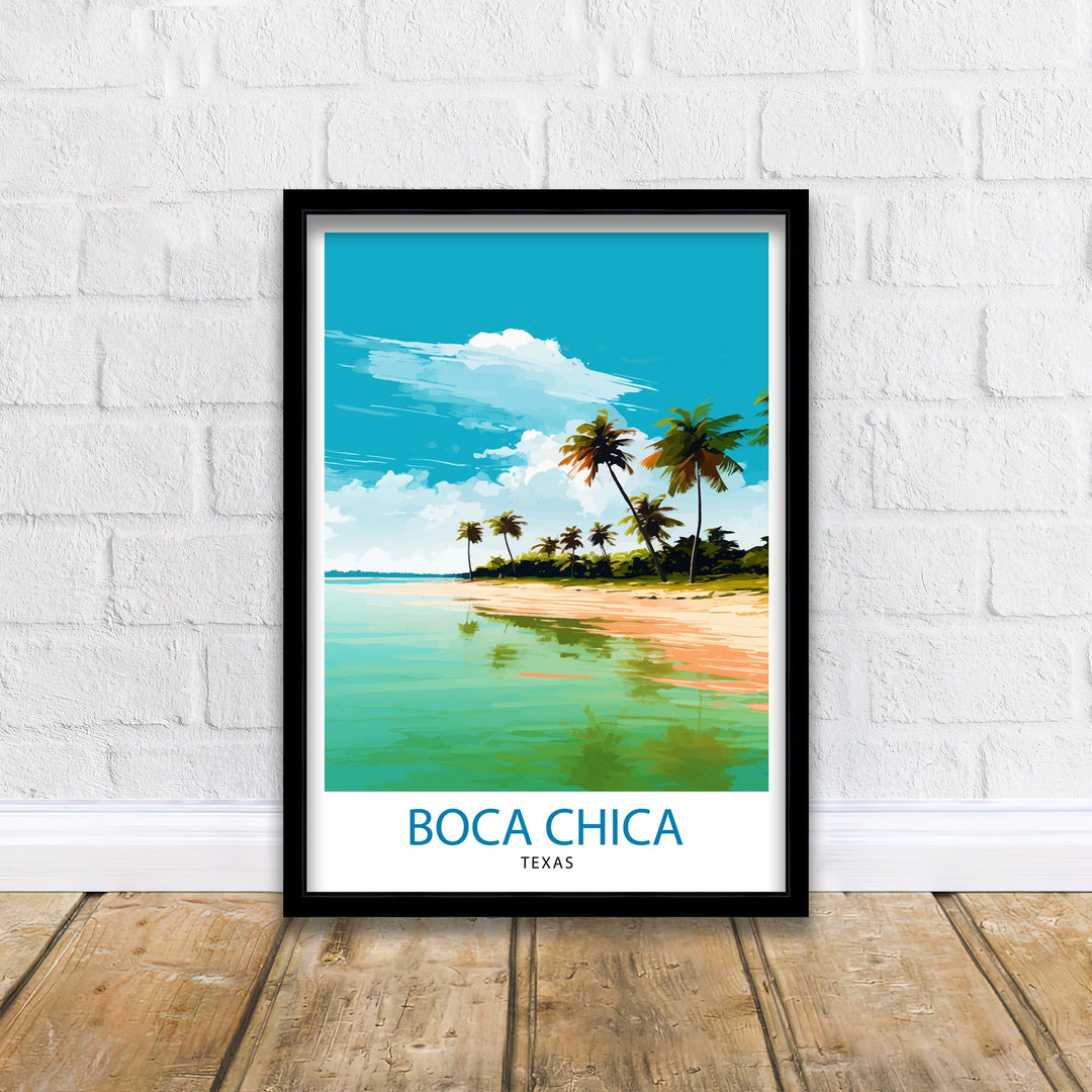 Boca Chica, Texas Travel Print Texas Wall Decor Boca Chica Poster Beach Travel Prints Texas Art Print Boca Chica Illustration Coastal Wall