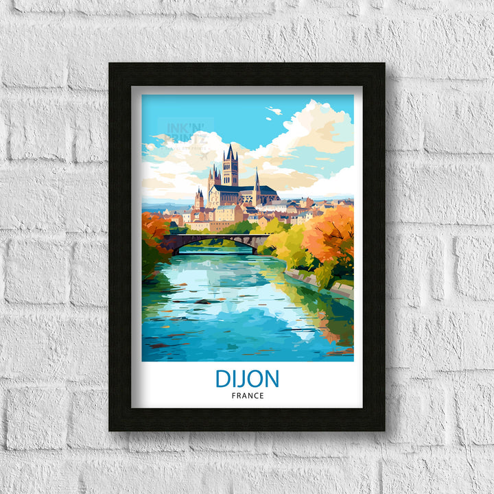 Dijon France Travel Poster Dijon Wall Art Dijon Home Decor Dijon France Illustration Travel Poster Gift For Dijon France Home Decor