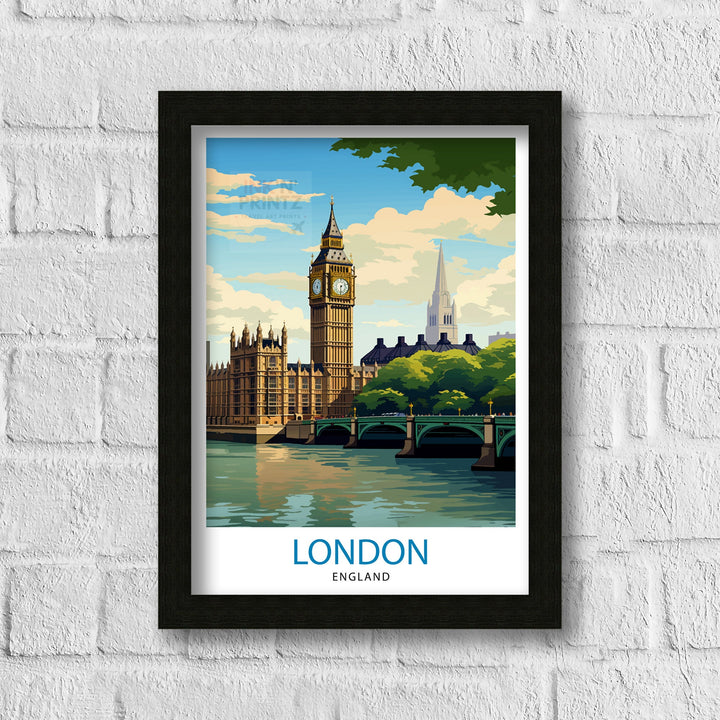 London Travel Poster London Wall Art London Home Decor London Illustration Travel Poster Gift For London UK Home Decor