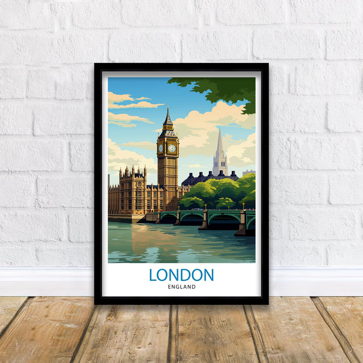 London Travel Poster London Wall Art London Home Decor London Illustration Travel Poster Gift For London UK Home Decor