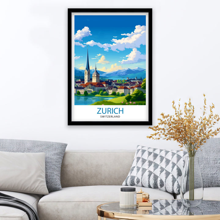 Zurich Switzerland Travel Poster Zurich